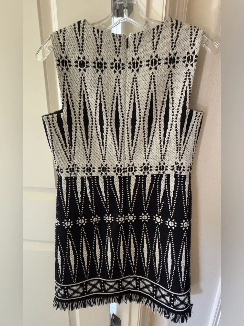 Tory Burch Black and White Sleeveless Knit Mini Dress